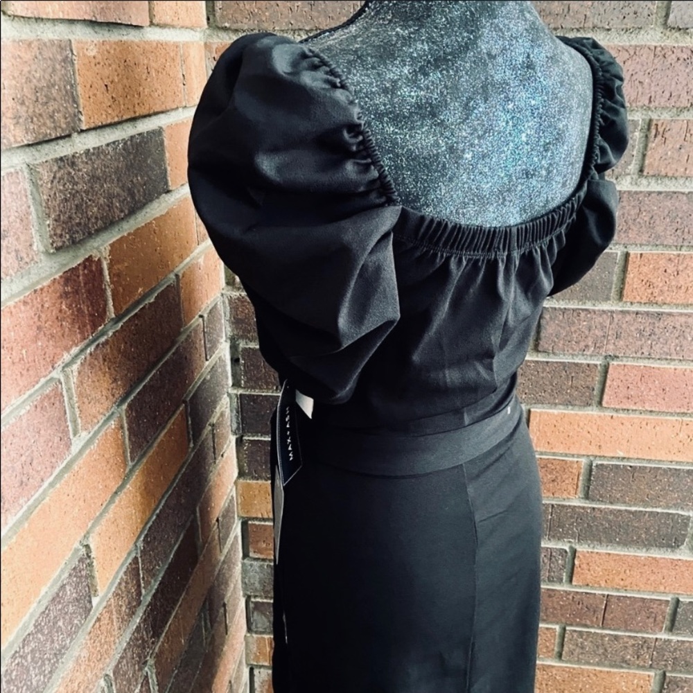 Max & Ash Black Wrap Puff Sleeve Dress - Picture 8 of 8